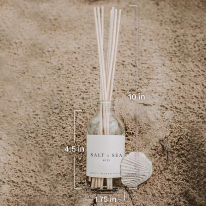 Sweet Water Decor Salt & Sea Reed Diffuser Set - Sea Salt Citrus & Musk Amber Scent Diffuser - Reed Diffusers for Home with Long Lasting Fragrance - Non-Toxic Oil Reed Diffuser - Made in the USA - style: Salt & Sea No. 35