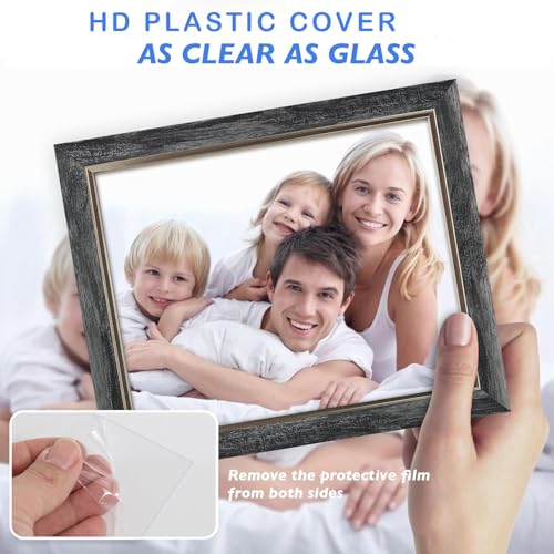 XUANLUO 5x5 Picture Frames Set of 4 Rustic Retro Photo Frame with HD Plastic Cover for Wall Mount and Tabletop Display Family Friends Wedding Gift - color: Grey-4pcs, size: 5 x 5 inch
