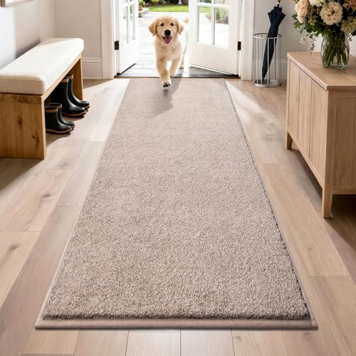 PURRUGS Hallway Runner Rug, 31.5" x 70", Taupe | Machine Washable, Non-Slip, Waterproof TPR Backing, Super Absorbent, Low Profile, For Hallway, Kitchen, and Entryway - color: Taupe, size: 31.5" X 70"