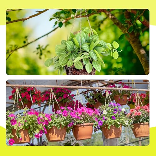 Hotop 8 Pcs Metal Hanging Chains with Ceiling Hooks, Garden Plant Hangers for Hanging Bird Feeders, Billboards, Chalkboards, Basket, Planters, Lanterns, Wind Chimes, Chain Hook DIY(16.38 Inch,Gold) - color: Gold, size: 16.38 Inch