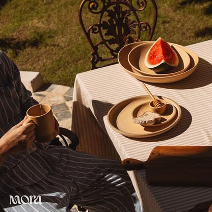 MORA Jumbo and Large Serving Dishes Set of 2, 13 inch and 12 inch Ceramic Pottery Oval Platters - Microwave, Oven and Dishwasher Safe - Iris & Merrigold - color: Iris & Merrigold, size: Jumbo & Large