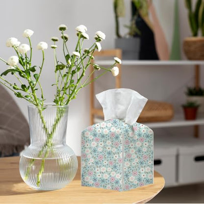 Floral Tissue Box Cover, Tissue Box Holder for Home, Office 5x5IN - color: Flower 374