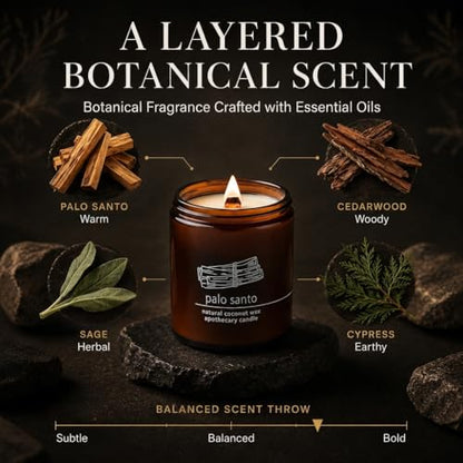 Hemlock Park Palo Santo Apothecary Crackling Wood Wick Candle | 8 oz | Coconut Apricot Wax | Crackling Wood Wick | Botanical Fragrance | Made in USA - size: Standard 8 oz