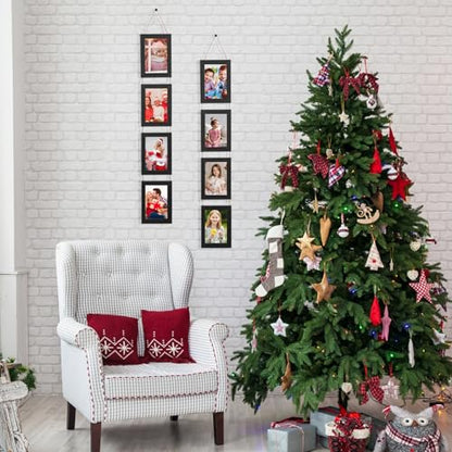 2 Pack Hanging Collage Picture Frames Set, 4 Openings Each For 4x6 Inch Photos, Vertical Multi Photo Display with String For Wall Decor