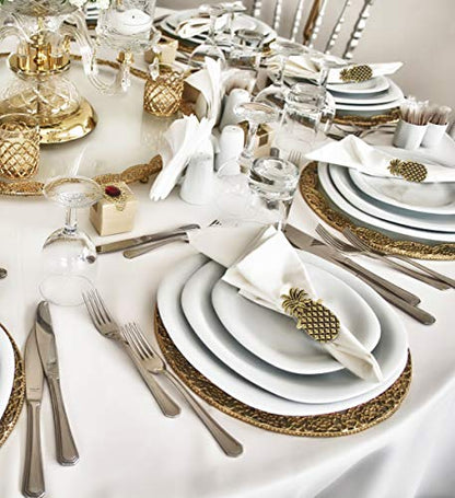 Gold Napkin Rings Set of 6, Table Setting Centerpiece Decor Napkins Ring Holders, Napkin Ring Packs for Family Holiday Dinner, Fancy Banquet & Wedding Decorations for Reception- Pineapple - style: Gold - Pineapple