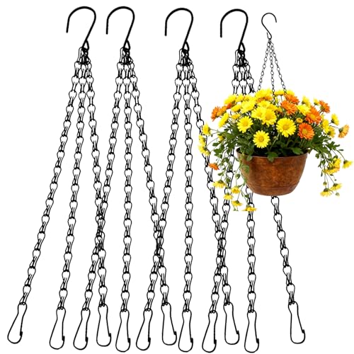 5 Pack 22 Inch Adjustable Hanging Plant Chains with Clips Hooks Black Metal Replacement Chains for Flower Pots Bird Feeders Baskets Lanterns Wind Chimes Indoor Outdoor Use - size: 22in