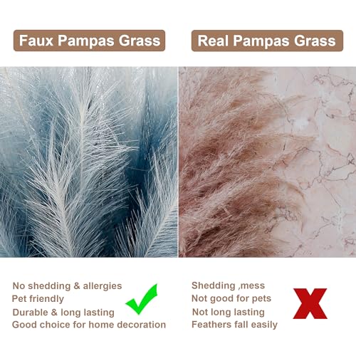 12PCS Faux Blue Gradient Pampas 38" Tall for Floor Vase | Fluffy Tall Large, Faux Pampas Grass, Fake Pompas, Artificial Pompous Grass, Floor Vase Filler - color: Navy Blue Gradient
