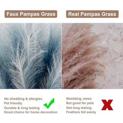 12PCS Faux Blue Gradient Pampas 38" Tall for Floor Vase | Fluffy Tall Large, Faux Pampas Grass, Fake Pompas, Artificial Pompous Grass, Floor Vase Filler - color: Navy Blue Gradient