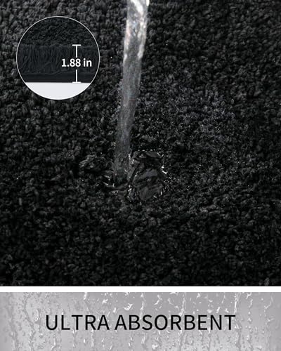 Toilet Rugs U-Shaped Mat 24x22, Contour Bathroom Mat - Ultra Soft & Absorbent Microfiber, Quick-Dry, Machine Washable with High Density Foam Latex Non Slip Backing, Black - color: Black, size: 24" X 22"(Toilet Rug)