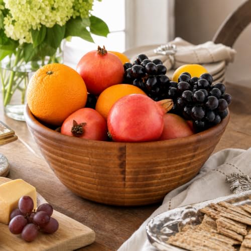 Arthur Court Large Acacia Wooden Hive-Style Salad Bowl - Unique Serving Bowl for Fruits, Snacks, and Salads - 5" H x 12" Diameter - size: 5 inch Tall x 12 Diameter