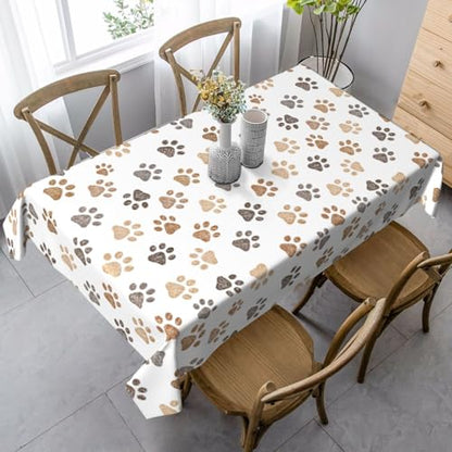 Worltoldb Dog Paw Print Tablecloths - Polyester Rectangular Table Cover - 90" x 60" - White - Animal Print, Formal - All-Season - Water Resistant, Durable - Wedding - color: White15