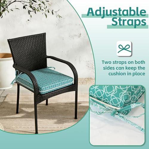 COZYVIDA Outdoor Chair Cushions Set of 4, 20"x20" Square Seat Pads with Tie Straps and YKK Zippers, 35D High-Density Foam, Water-Resistant Fabric,UV-Resistant 1000+ Hrs - color: Print 018