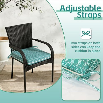 COZYVIDA Outdoor Chair Cushions Set of 4, 20"x20" Square Seat Pads with Tie Straps and YKK Zippers, 35D High-Density Foam, Water-Resistant Fabric,UV-Resistant 1000+ Hrs - color: Print 018