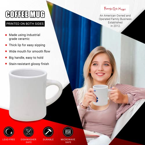Funny Guy Mugs Classic Retro Diner Coffee Mug - Heavy Duty 10 Oz Stoneware Cup with Easy Grip Handle - Ideal for Hot and Cold Beverages (White, 10 Ounce) - color: White