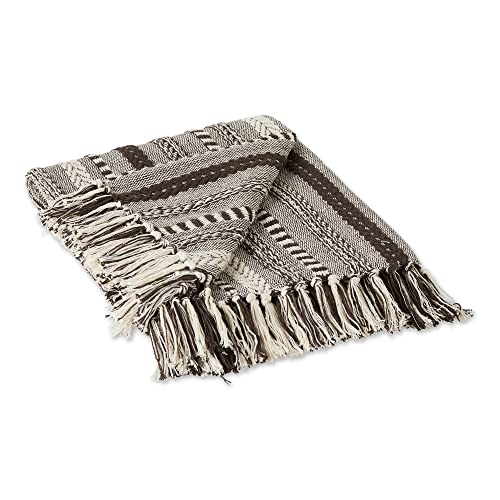 DII Braided Striped Decorative Throw Blanket, 50x60, Dark Brown - color: Dark Brown, size: 50x60"