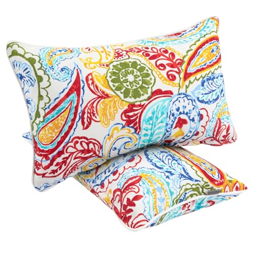 Water Resistant Outdoor Lumbar Pillows for Patio Furniture,12 x20 Inch Decorative Pillows Set of 2,with Insert,Hidden Zipper Headrests for Sofa Couch Chair(Phoenix) - color: Phoenix, size: 20" x 12" (Pack of 2)