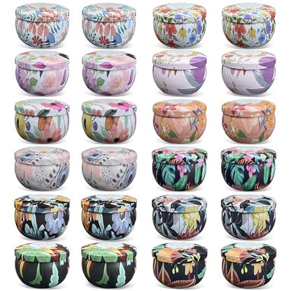 Scented Candles Gifts Set 24 Pack Soy Wax Travel Tin Jar Candles for Home 2.5 OZ for Mom for Christmas, Home Scented Decoration Birthday, Thanksgiving, Mother's Day, Floral Pattern
