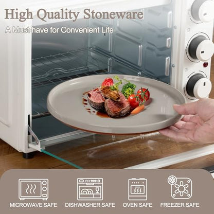 LIANYU Plates and Bowls Sets, 24 Pieces Stoneware Dinnerware Set for 8 | Modern Kitchen Dinner Set Ceramic Dishware Dishes Set, Microwave and Dishwasher Safe, Terra Brown - color: Terra Brown