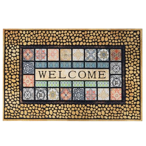 CHICHIC Front Door Mat 18"x30" Outdoors Mat Heavy Duty Welcome Mats, Ginger | Non-Slip Rubber Backing Welcome Mat, Dirt Trapping, Heavy Duty, Low Profile Indoor Outdoor Entry Way Door Mat, Easy to Clean - color: Ginger