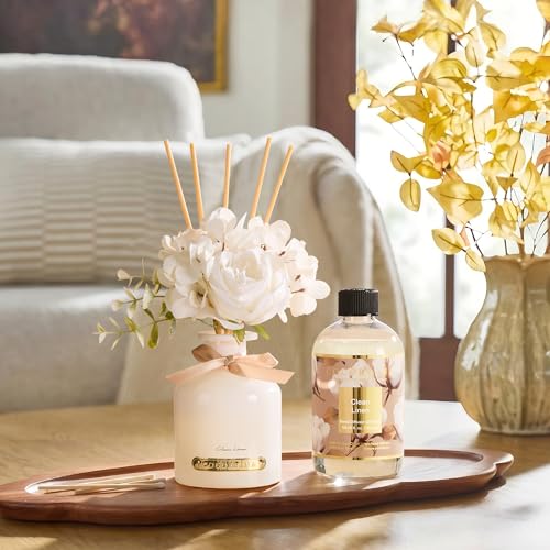 Reed Diffuser Refill Clean Linen 10.14oz (300ml) with 8 Sticks - Premium Long-Lasting Floral Essential Oil, Home Fragrance for Bedroom, Bathroom Home Decor - size: 10.14 Fl Oz (Pack of 1)