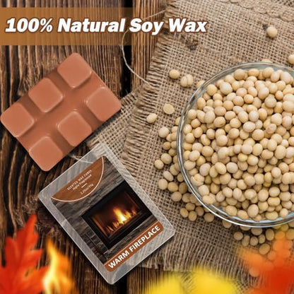SCENTORINI Wax Melts, Warm Fireplace Scented Wax Cubes, 4 Pack | Fall Scent, Natural Soy Cubes for Candle Making, Wax Warmer, Home Christmas Decoration - size: Warm Fireplace - 4 Pack
