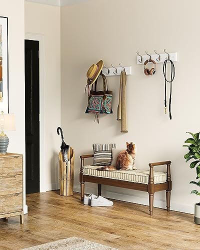 AMADA HOMEFURNISHING Coat Rack Wall Mount 2 Pack, Coat Hooks Wall Hooks Coat Hangers for Wall, Hat Racks Hooks for Hanging Coats Wall Mounted, 15.7" L x 2.8" W x 0.6" H, White
