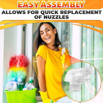 ALPENKOK 12Pack Spray Nozzle for Bottles, Trim-To-Fit Tube; Plastic (Clear) | Spray Bottle Nozzle Replacement; Fits 8 and 16 Oz; Trigger Sprayer with Mist, Stream & Off Modes; for Cleaning and Garden - color: 12 Pcs Clear