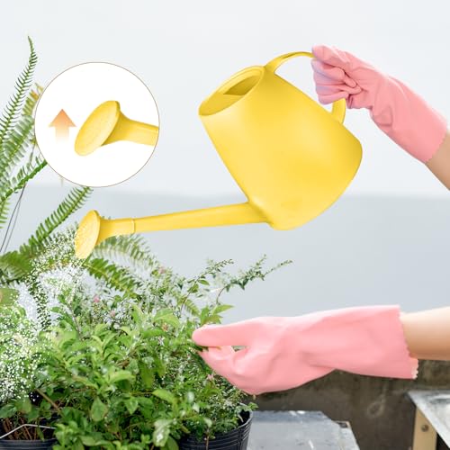 Plastic Watering Can - for Indoor and Outdoor House Plant Garden - with Long Spout - 1/2 Gallon - Yellow - color: Yellow