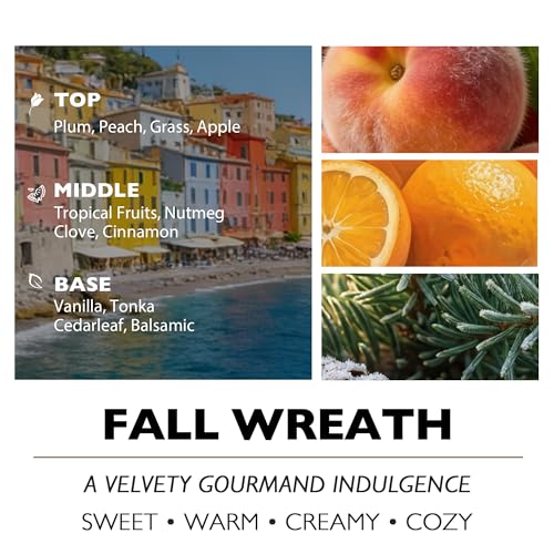 HomeLights Soy Wax Candles for Home Scented, 1-Wick Candles in Fall Wreath Scented, Rustic Modern Aromatherapy Candles Gift for Parties, Relaxing, 6.7oz - color: Fall Wreath