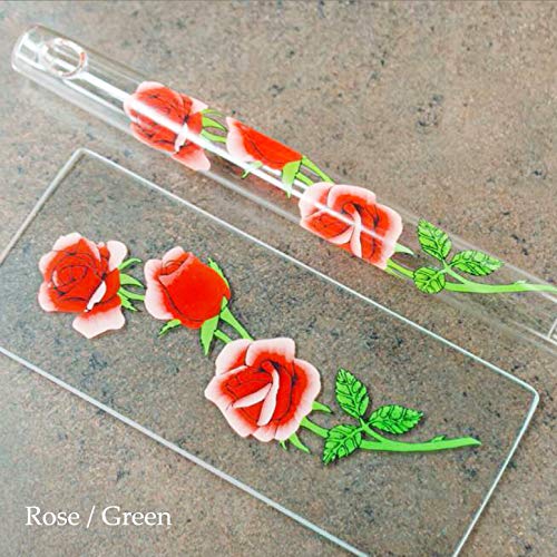 Hall Crystal Flute 22215 - Offset Glass Flute in D - Rose/Green - color: Rose with Green