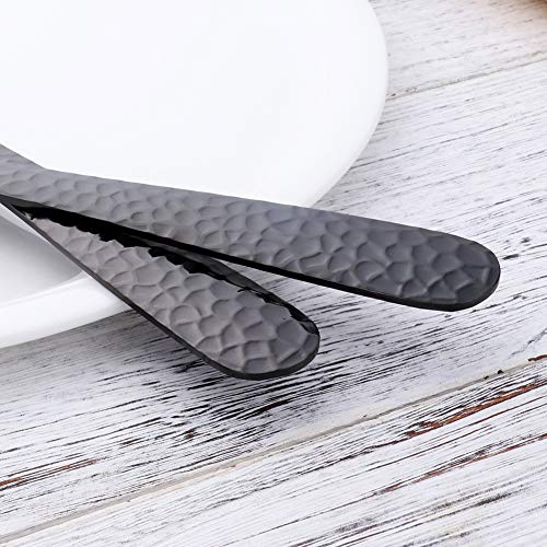 Salad Spoon and Fork Set, 12 Inch Stainless Steel Salad Server, Black Serving Utensils, Dishwasher Safe, Pack of 2 - color: Black