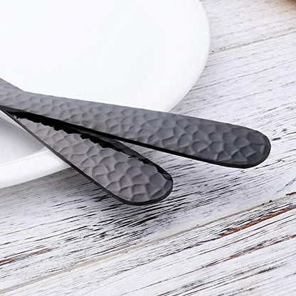 Salad Spoon and Fork Set, 12 Inch Stainless Steel Salad Server, Black Serving Utensils, Dishwasher Safe, Pack of 2 - color: Black