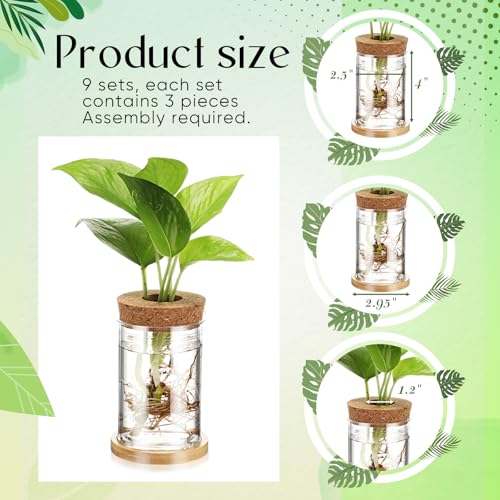 9 Packs Propagation Vases for Plants Plastic Plant Propagation Station with Hole Lid and Bamboo Stand Growing in Water Hydroponic Home Office Table Decoration(Classic Style) - style: Classic