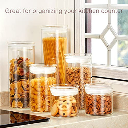 ZENS Glass Spaghetti Storage Container, 65oz Tall Glass Jars Set of 2 | Borosilicate Glass Canisters with Airtight Lids, Spaghetti Pasta Airtight Storage Jars for Kitchen Pantry - size: 9.1-65.5oz 2Pack