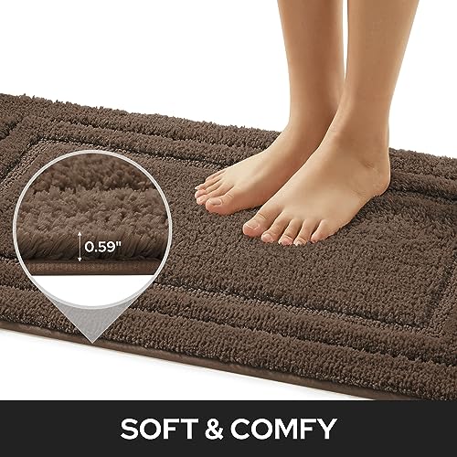HOMEIDEAS Bathroom Rugs Sets 2 Piece, Super Soft and Absorbent Non Slip Microfiber Machine Washable Bath Mat Set (20" x 32" + 16" x 24", Brown) - color: Loop- Brown, size: 1'4" x 2'8" (16"x24"+20"x32")
