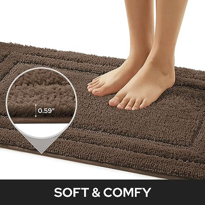 HOMEIDEAS Bathroom Rugs Sets 2 Piece, Super Soft and Absorbent Non Slip Microfiber Machine Washable Bath Mat Set (20" x 32" + 16" x 24", Brown) - color: Loop- Brown, size: 1'4" x 2'8" (16"x24"+20"x32")