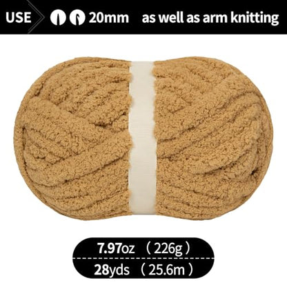 Franel Ginger Yellow Chunky Chenille Yarn for Hand Knitting Blanket (8 Pack, Total 64oz) - Shed-Resistant Fluffy Jumbo Yarn for Crocheting, Super Bulky Big Yarn for DIY Throw, Pre-Wound & Tangle-Free - color: 27