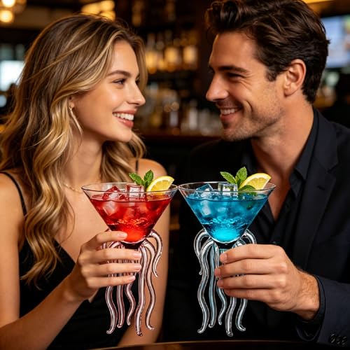 GAOGAO Octopus Cocktail Glass Creative Drinkware Bar Goblet Tools Snifters (Huge 2 Transparent) - color: Huge 2 Transparent (250ml), size: 8.5 Ounces