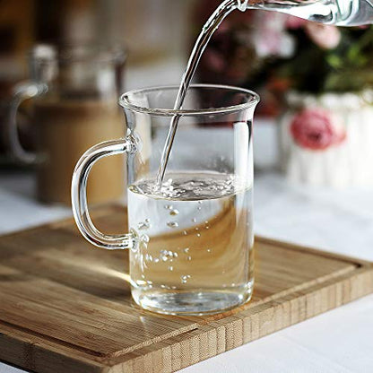 LUXU Glass Coffee Mugs, 13 oz Ice coffee cups,Clear Tea Cups Set of 4 | Heat Resistant and Explosion-Proof Glass Coffee Cups,Borosilicate Glass Mugs with Handles for Hot/Cold Beverages,Americano - style: 13 oz coffee cups