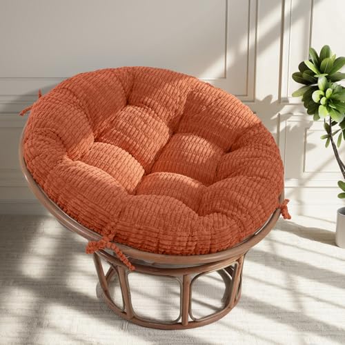idee-home Papasan Chair Cushion, Circle Papasan Cushion (Without Chair) | Replacement Indoor& Outdoor for Egg Bowl Chair, 52 X 52 Inch, Orange - color: Orange, size: 52x52x6 inch