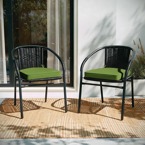 Basic Beyond Outdoor Cushions for Patio Furniture Waterproof Outdoor Chair Cushions Set of 4-19 x 19 x 3 Inch Thick Patio Chair Cushions with Adjustable Ties, Apple Green - color: Apple Green