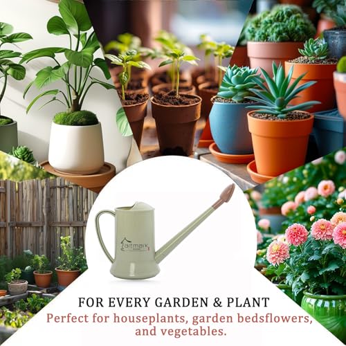 2L Thick Plastic Watering Can with Long Spout – Lightweight Garden Watering Can for Indoor & Outdoor Plants, Flowers, Balcony –Durable & Leakproof (Green) - color: Green