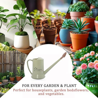 2L Thick Plastic Watering Can with Long Spout – Lightweight Garden Watering Can for Indoor & Outdoor Plants, Flowers, Balcony –Durable & Leakproof (Green) - color: Green
