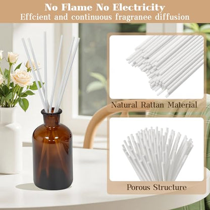 130Pcs Reed Diffuser Sticks-7.5Inch/3mm White Fiber Diffuser Sticks Essential Oil Aroma Diffuser Reeds Aroma Fragrance Refills (3mm X 19cm (130pcs)) - color: White Colors, size: 3mm x 19cm (130pcs)
