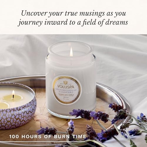 Voluspa Mountain Lavender Chamomile Candle Jar, 18 oz | Coconut Wax Blend, 100 Hour Burn Time, Scented Candles for Home, Poured in the USA - color: 25 - Mountain Lavender & Chamomile