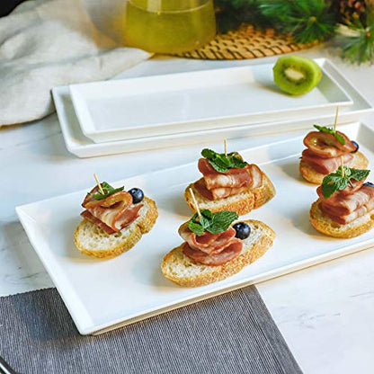 Sweese Serving Platter, 15.5/13.8/11.7 Inch Rectangle Porcelain Serving Trays, Serving Dishes for Entertaining, White Platters for Serving Food Party, Turkey Platter for Thanksgiving, Set of 3 - size: 15.5/13.8/11.7 Inch