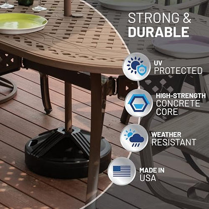 US Weight Durable 50 Pound Fillable Umbrella Base Designed to be Used with a Patio Table - color: Black