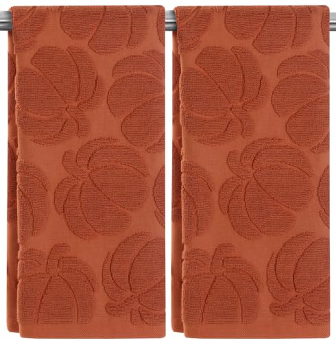 Quera 2 Pack Hand Towels Fall Pumpkin Thanksgiving Rust Bathroom Decorative Towels Set for Drying, Cleaning, Cooking, Holiday 13.7'' x 29.5''(Big Pumpkins) - color: Rust Big Pumpkin