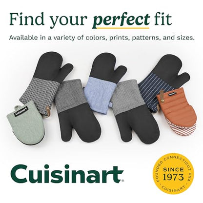 Cuisinart Mini Oven Mitts, 2-Pack, Neoprene Grip, Heat Resistant 350F | Cotton-lined, non-slip neoprene palm, ambidextrous design, ideal for smaller hands and everyday cooking - color: Light Gray