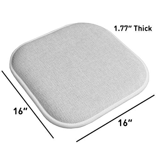 Sweet Home Collection Chair Cushion Memory Foam Pads Honeycomb Pattern Slip Non Skid Rubber Back Rounded Square 16" x 16" Seat Cover, 4 Pack, Alexis Gray/White - color: Alexis Gray/White, size: 4 Pack
